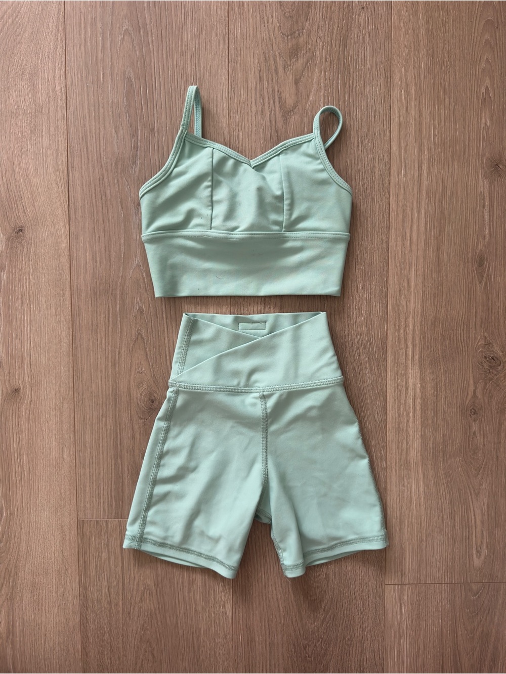 FIVE Dancewear Girls Mint Green Sports Bra & High-Waist Shorts Dance Set